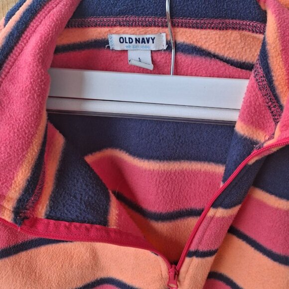 Old Navy Women's Striped Zip Neck Fleece Pullover Top, Size L, Cozy & Warm - Picture 2 of 2